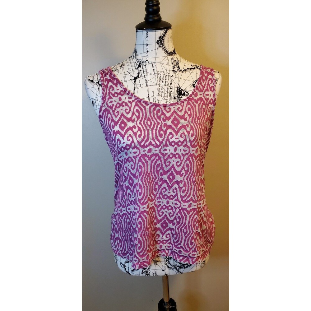 Y2K Era Dots Burnout Sleeveless Blouse Pink Medium Sheer Tank Top